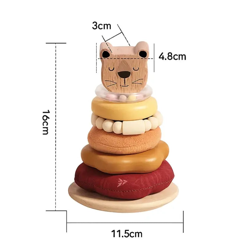 Brinquedo sensorial Torre do Leãozinho Bloco de montar