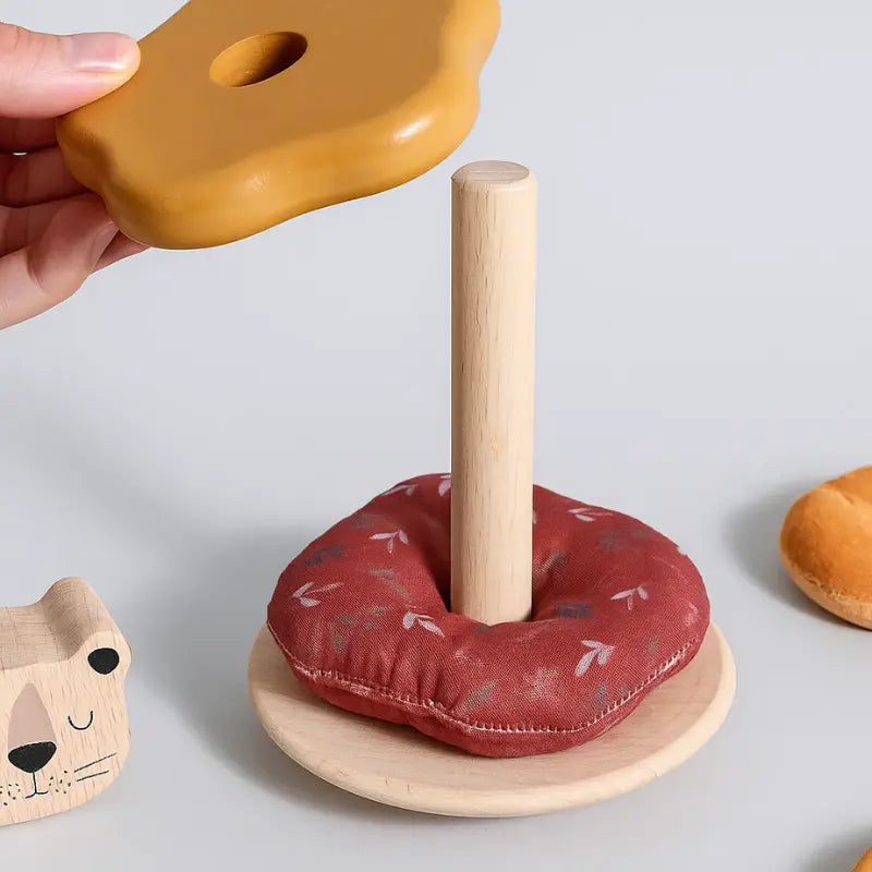 Brinquedo sensorial Torre do Leãozinho Bloco de montar